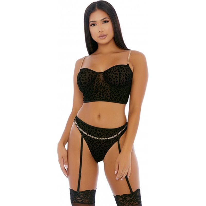 CHAIN ME UP BUSTIER SET NEGRO