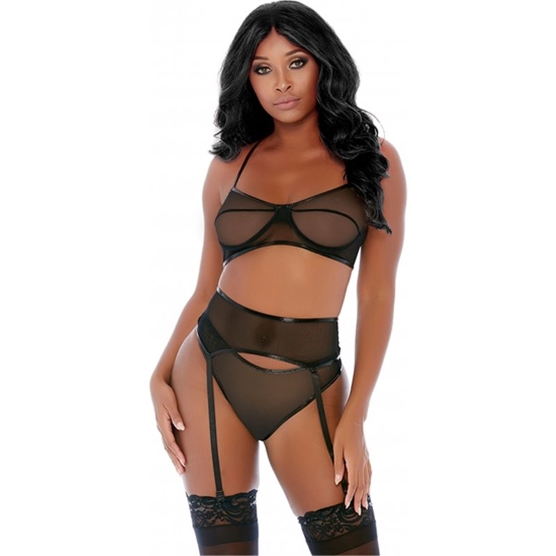 COMPARE AND CONTRAST LINGERIE SET NEGRO 