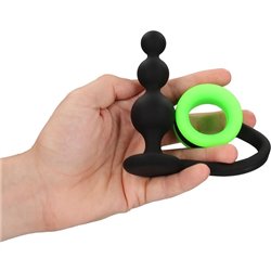 OUCH! - ANILLO PARA EL PENE CON PLUG ANAL - GLOW IN THE DARK