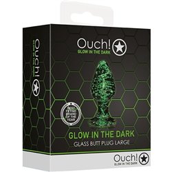 OUCH! - PLUG ANAL DE VIDRIO - GLOW IN THE DARK - TAMAÑO GRANDE