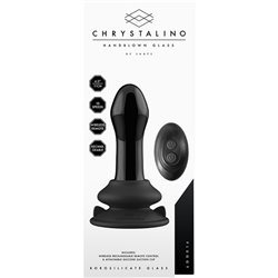 PLUGGY - GLASS VIBRATOR - WITH SUCTION CUP AND REMOTE - RECARGABLE - 10 VELOCIDADES - NEGRO