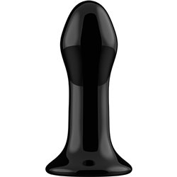 PLUGGY - GLASS VIBRATOR - WITH SUCTION CUP AND REMOTE - RECARGABLE - 10 VELOCIDADES - NEGRO