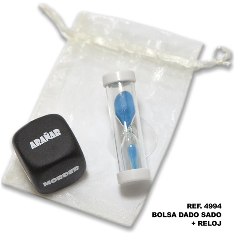 BOLSA DE DADO SADO DE 3 MM X 3 MM + RELOJ DE ARENA