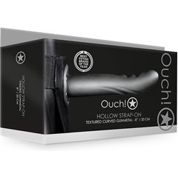 OUCH-STRAP-ON CURVO TEXTURIZADO - 8 / 20 CM-METALIZADO