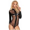 JUNIN BODY MANGA LARGA CON TRANSPARENCIAS - NEGRO