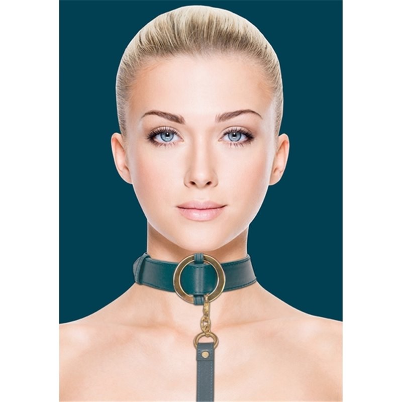 OUCH HALO - COLLAR WITH LEASH - VERDE