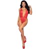 LEG AVENUE - FLORAL LACE TEDDY & ROBE - ROJO