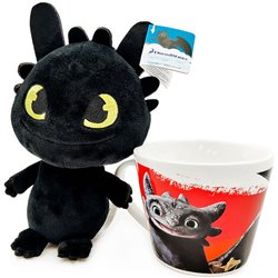 TAZA + PELUCHE TOOTHLESS COMO ENTRENAR A TU DRAGON 18CM