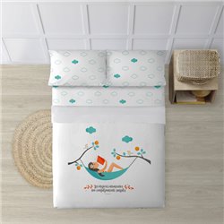 JUEGO DE SÁBANAS CON ALMOHADA Y BAJERA ESTAMPADAS A JUEGO 100% ALGODÓN MODELO HAMACA PARA CAMA DE 180 (260X270) (240X270) 175X27