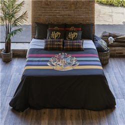 FUNDA NÓRDICA CON BOTONES 100% ALGODÓN MODELO HOGWARTS BLACK PARA CAMA DE 105 (180X220 CM)