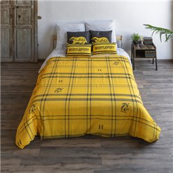 FUNDA NÓRDICA CON BOTONES 100% ALGODÓN MODELO HUFFLEPUFF CUADRO PARA CAMA DE 120 (200X200 CM.)