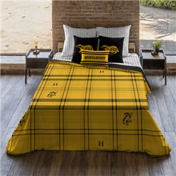 FUNDA NÓRDICA CON BOTONES 100% ALGODÓN MODELO HUFFLEPUFF CUADRO PARA CAMA DE 120 (200X200 CM.)