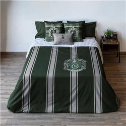 FUNDA NÓRDICA CON BOTONES 100% ALGODÓN MODELO SLYTHERIN RAYAS PARA CAMA DE 150/160 (240X220 CM)