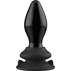 STRETCHY - GLASS VIBRATOR - WITH SUCTION CUP AND REMOTE - RECHARGEABLE - 10 VELOCIDADES - NEGRO