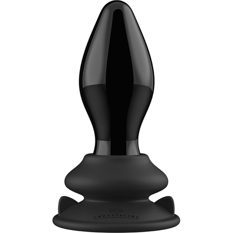 STRETCHY - GLASS VIBRATOR - WITH SUCTION CUP AND REMOTE - RECHARGEABLE - 10 VELOCIDADES - NEGRO