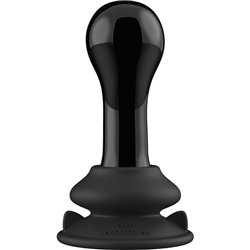 GLOBY - GLASS VIBRATOR - WITH SUCTION CUP AND REMOTE - RECHARGEABLE - 10 VELOCIDADES - NEGRO