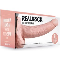 REALROCK-CORREA HUECA CON TESTÍCULOS- 9/ 23 CM-PIEL