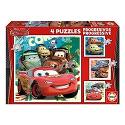 4 PUZZLES DE 12 A 25 PIEZAS CARS "LET S RACE"