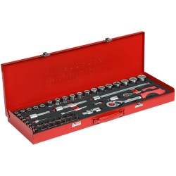 Socket Wrench Set 1/4 + 1/2 Inch Silver 49-Piece - Teknashop Ltd