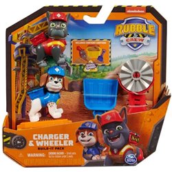 BLISTER 2 FIGURAS CHARGER Y WHEELER EQUIPO RUBBLE PATRULLA CANINA PAW PATROL