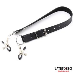 Leg Bondage Strap with Clitoris Clamps