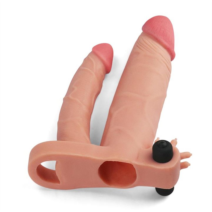 Vibrating Double Penis Sleeve with Vibration +1 - LO-LV314100 - Teknashop Ltd