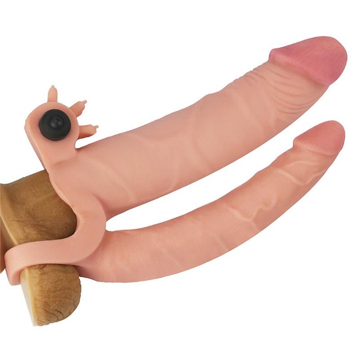 Vibrating Double Penis Sleeve with Vibration +1 - LO-LV314100 - Teknashop Ltd
