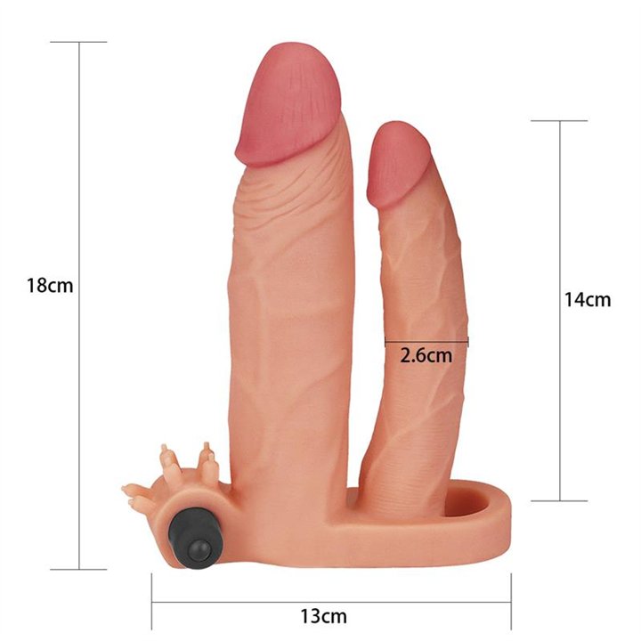 Vibrating Double Penis Sleeve with Vibration +1 - LO-LV314100 - Teknashop Ltd