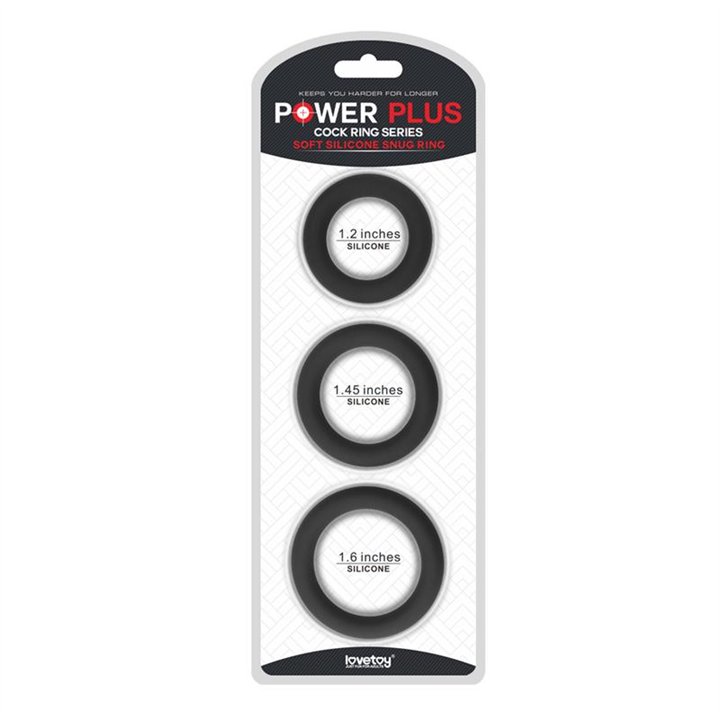 Pack of 3 Penis Ring Power Plus Black - LO-LV443001 - Teknashop Ltd