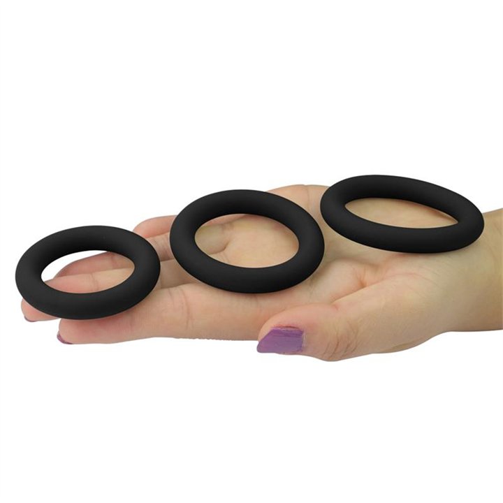 Pack of 3 Penis Ring Power Plus Black - LO-LV443001 - Teknashop Ltd