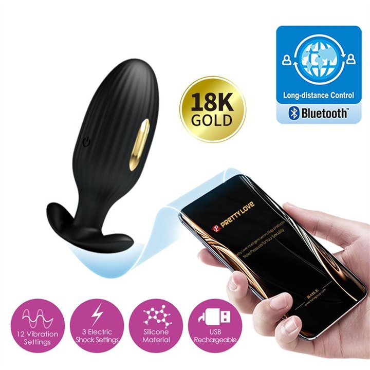 Jefferson Vibrating Anal Plug with Electroshock and APP - BI-040083HP - Teknashop Ltd