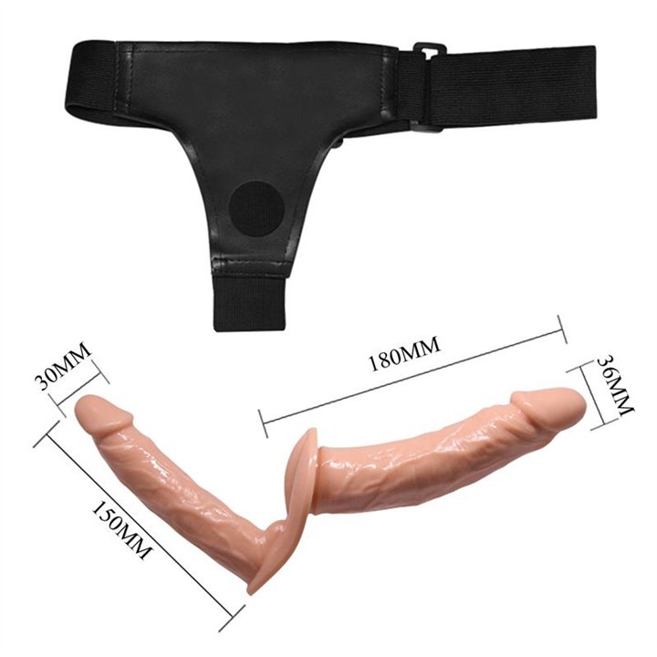 Arnés con Dildo Doble 7.1 + 5.9 - BW-022088NR - Teknashop Ltd