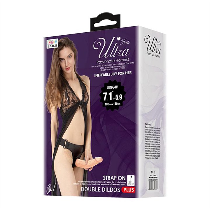 Arnés con Dildo Doble 7.1 + 5.9 - BW-022088NR - Teknashop Ltd