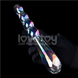 Glow in the Dark Glass Dildo Twilight Gleam Rising Ripples - LO-LV610023 - Teknashop Ltd