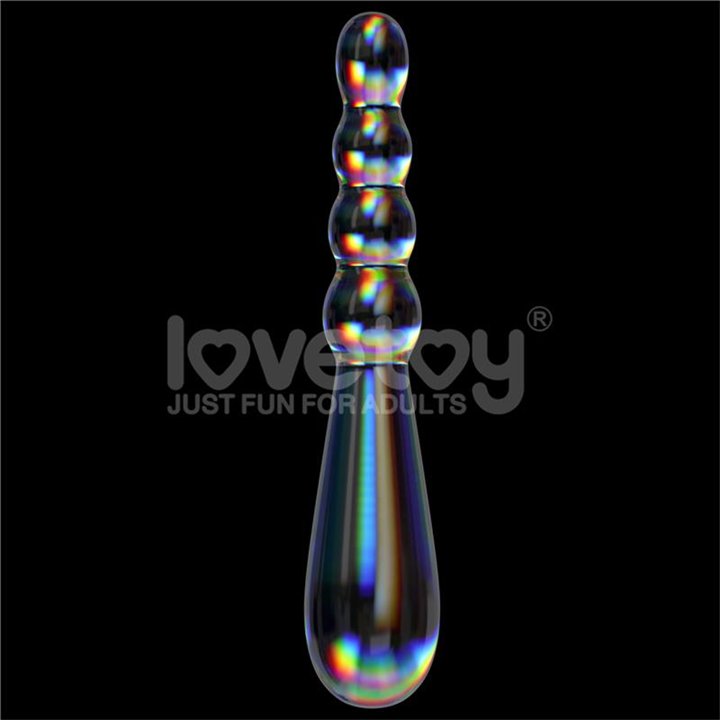Glow in the Dark Glass Dildo Twilight Gleam Rising Ripples - LO-LV610023 - Teknashop Ltd
