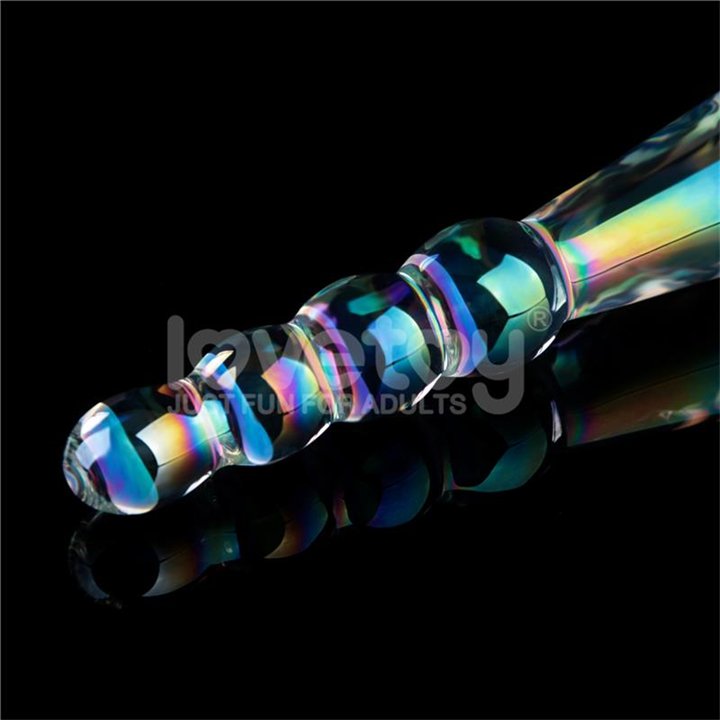 Glow in the Dark Glass Dildo Twilight Gleam Rising Ripples - LO-LV610023 - Teknashop Ltd