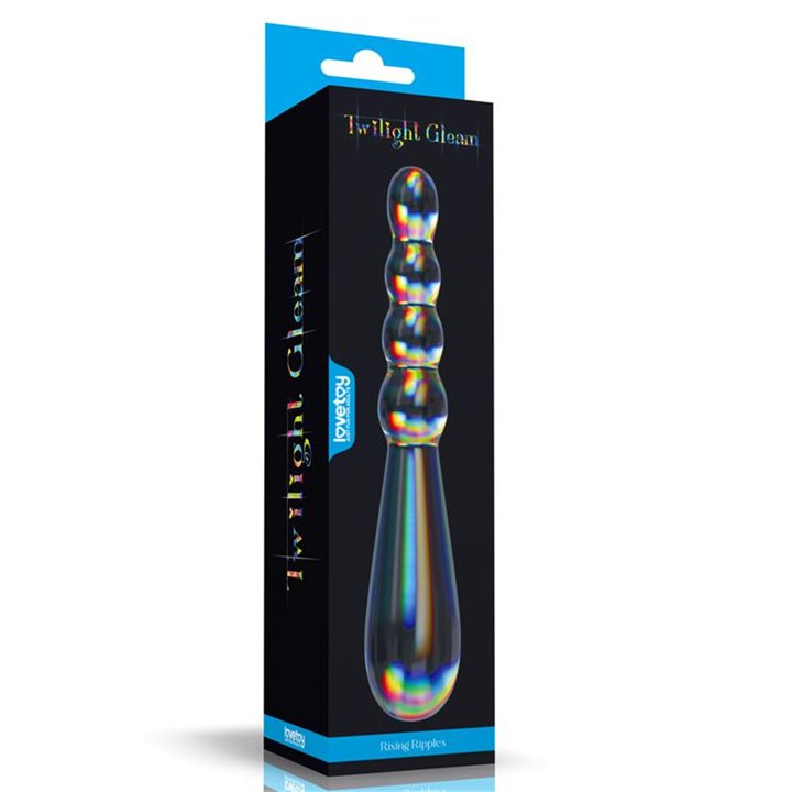 Glow in the Dark Glass Dildo Twilight Gleam Rising Ripples - LO-LV610023 - Teknashop Ltd