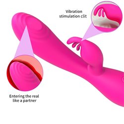 Magic Stick Rabbit Vibe with Pulsation Fuchsia