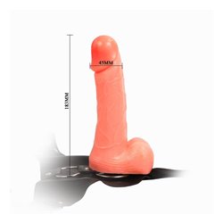 Strap-On with Dildo and Testicles Flesh 18,3 cm