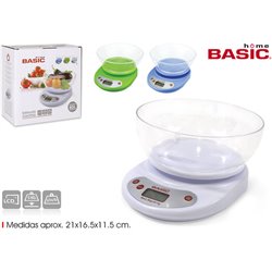 BASCULA COCINA DIGITAL 5KG C/BOL BASIC HOME