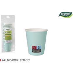 SET-24 VASO CARTON AGUAMARINA 200CC ALGON