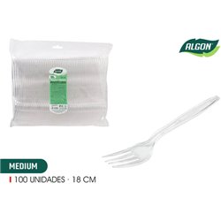 SET-100 TENEDOR MEDIUM TRANS. 18CM ALGON