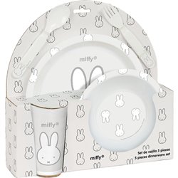 SET DE PLATOS, CUBIERTOS Y VASO MIFFY "NIEBLA"