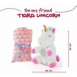 PELUCHE + MANTA SUAVE UNICORNIO TIARA 22CM