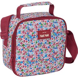 BOLSA TÉRMICA CUADRADA NAIT NAIT "FLORES COIMBRA BURDEOS"