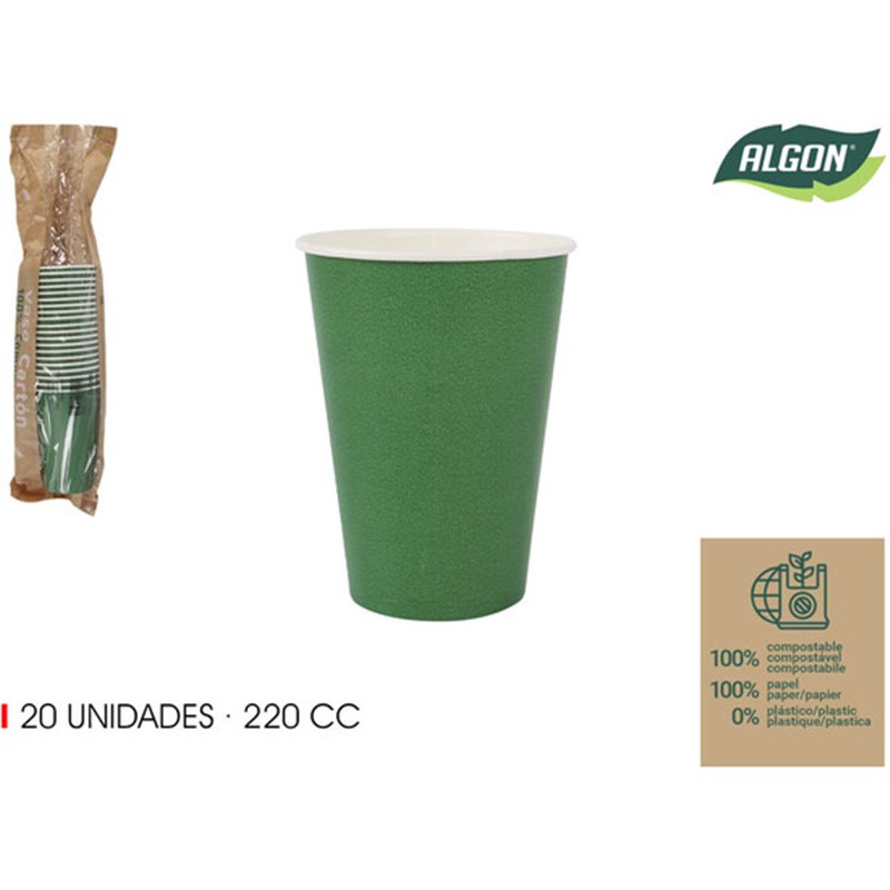 SET-20 VASO CARTON VERDE PINO 220CC ALGON