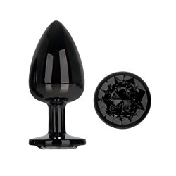 Blackgem Metalic Butt Plug with Black Jewel Size L