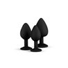 Pack 3 Butt Plug with Crystal Silicone Black