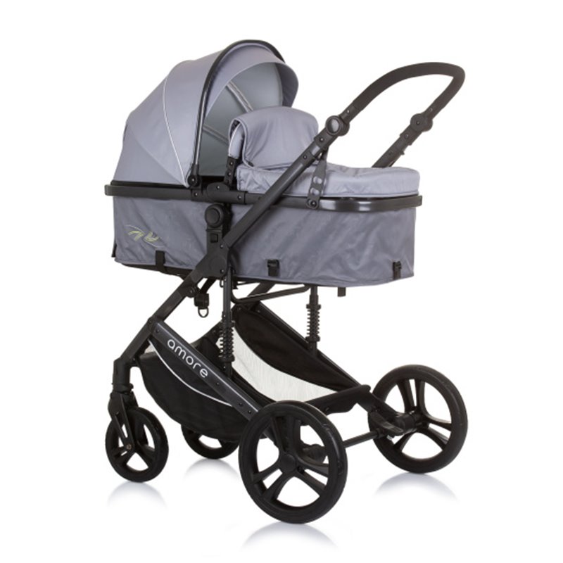 Amore Foldable 3-in-1 Stroller with Diaper Bag Ash Grey