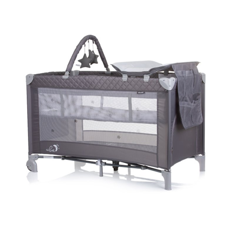 Luna Foldable Camping Cot with Changing Pad Ash Grey